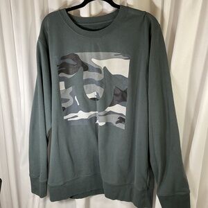 True Religion Sweatshirt Adult XXL Green Crewneck Camo Horseshoe Logo Pullover